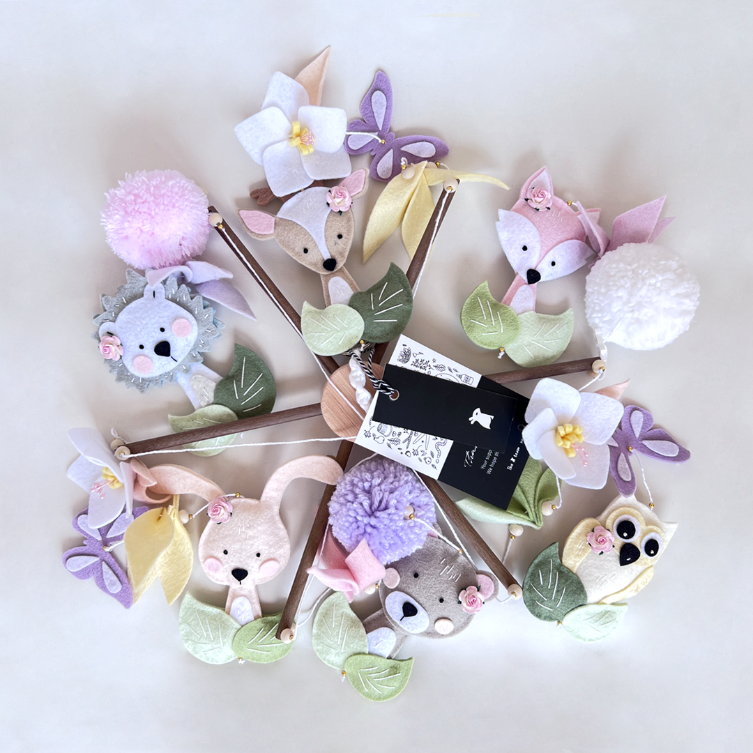 Woodlands pastel creatures baby mobile